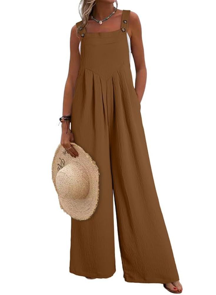 Dokotoo Women's Casual Loose Overalls Jumpsuits One Piece Sleeveless Wide Leg Long Pant Rompers W... | Amazon (US)
