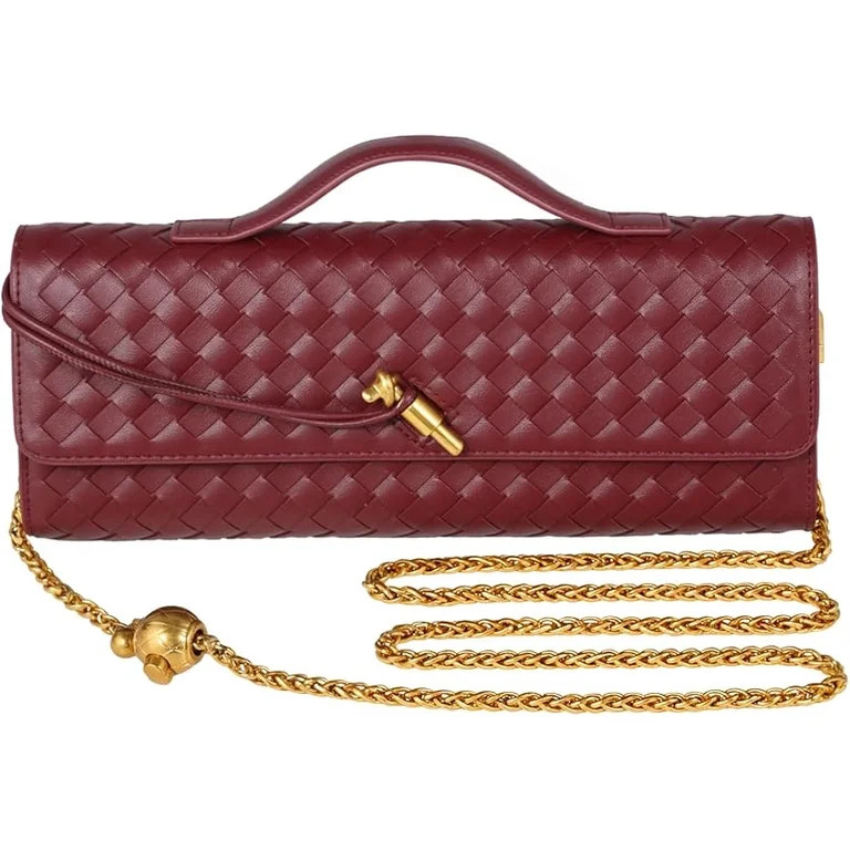 Woven Evening Bag Clutch Purses For Women, Woven Leather Crossbody Bag Purse For Women With Gold ... | Walmart (US)