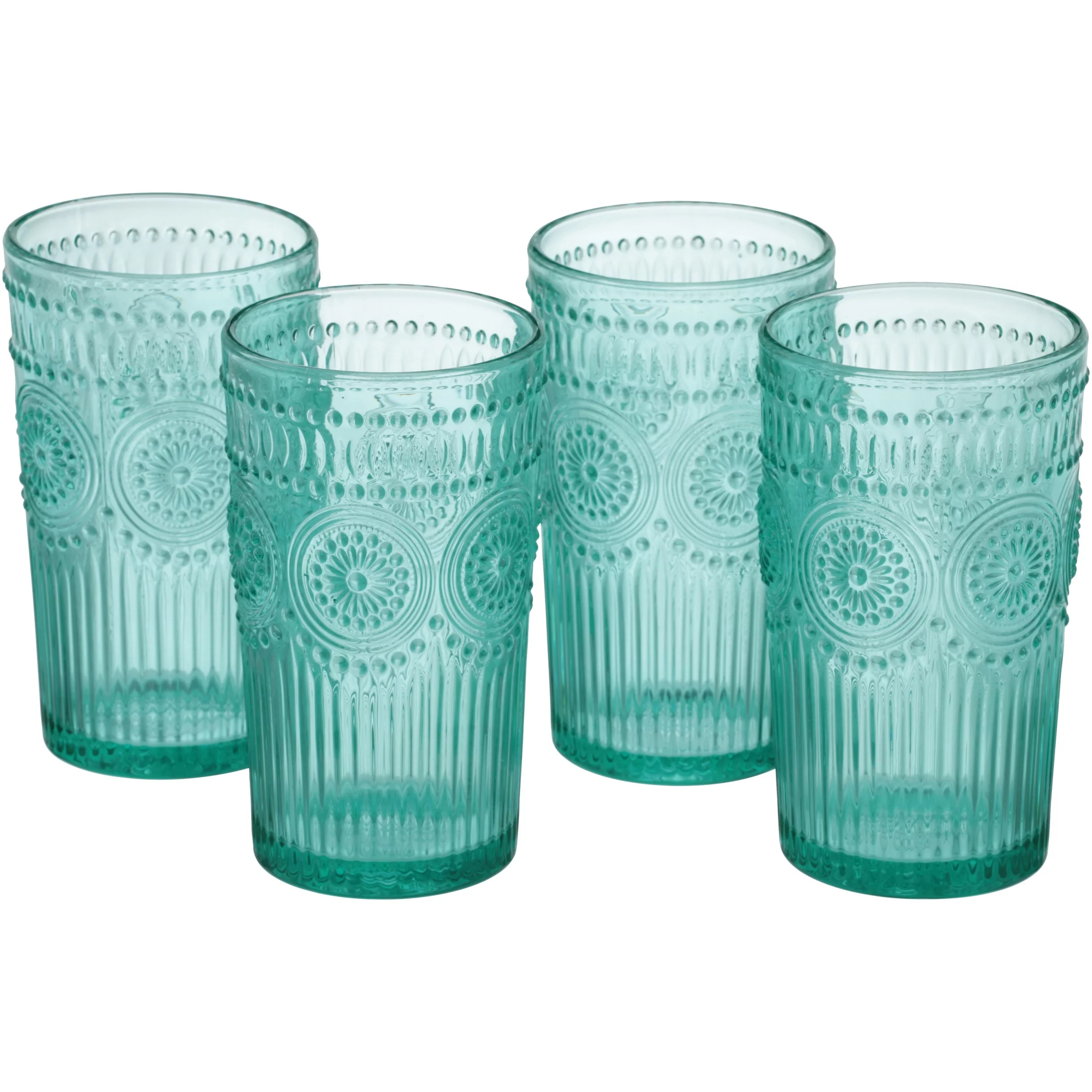 The Pioneer Woman Adeline 16-Ounce Emboss Glass Tumblers, Set of 4 - Walmart.com | Walmart (US)