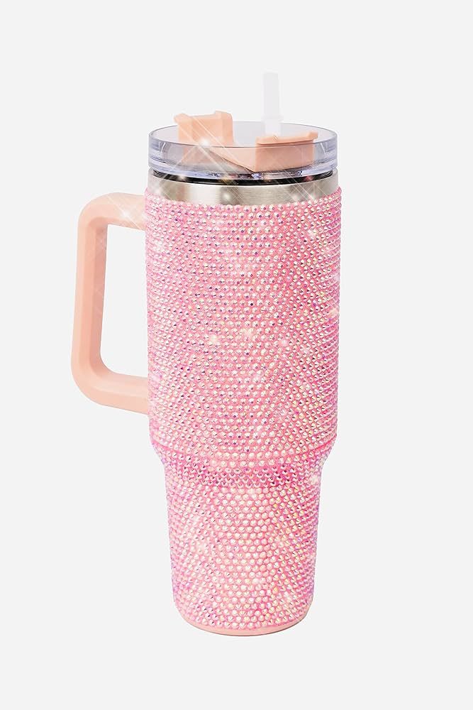 Buyso 40 Oz Bling Tumbler With Handle Rhinestones Tumbler With Lid and Straw Fix for Car Cup Hold... | Amazon (US)