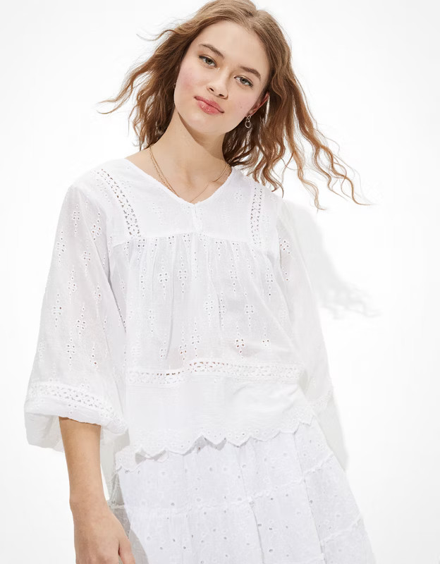 AE Embroidered Blouse | American Eagle Outfitters (US & CA)