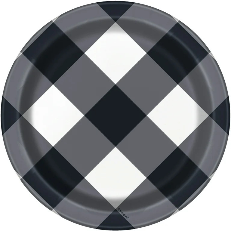 Way to Celebrate! Black Buffalo Plaid Paper Dessert Plates, 7in, 10ct | Walmart (US)
