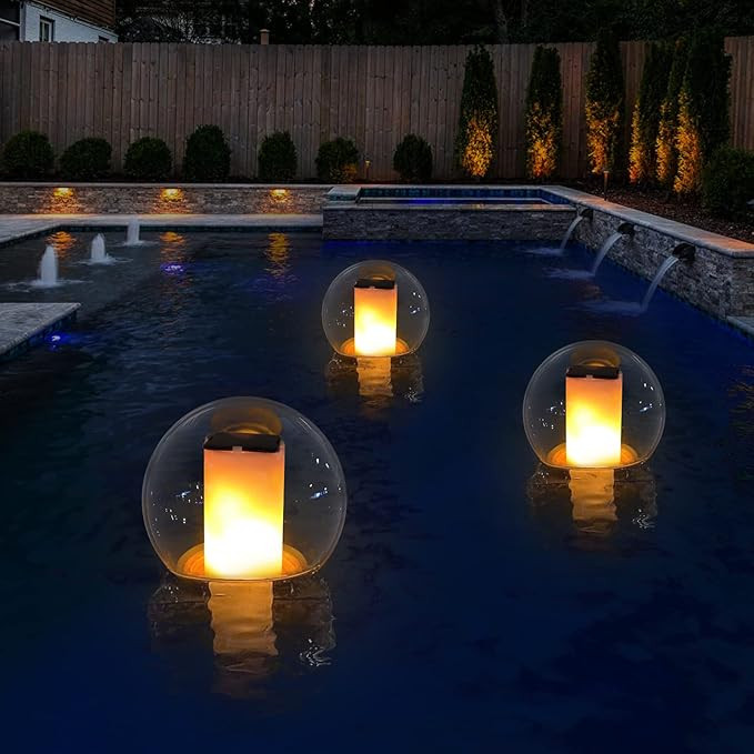 Floating Lights Solar Powered Globes for Pool, Pond, Patio & Hot Tub – Outdoor Lanterns Look Li... | Amazon (US)