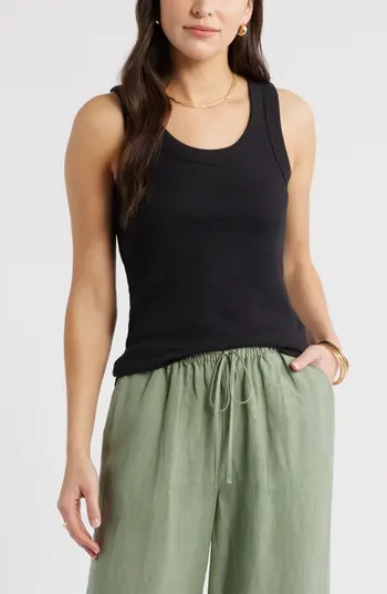 Scoop Neck Rib Cotton Tank | Nordstrom
