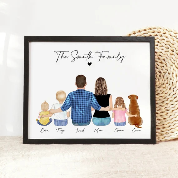 Custom Family Portrait With Pets Mothers Day Gift | Etsy | Etsy (US)