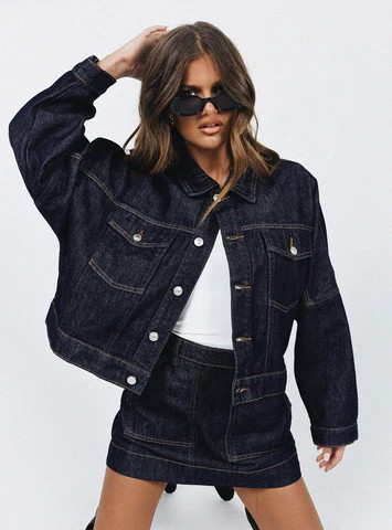 Hughes Jacket Dark Wash Denim | Princess Polly US