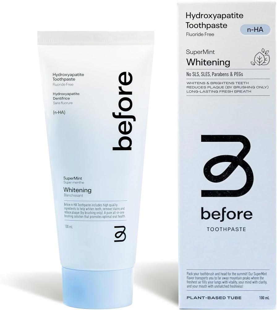 Before Fluoride Free n-HA Whitening Toothpaste, Natural, Nano Hydroxyapatite Helps Strengthen Tee... | Amazon (CA)