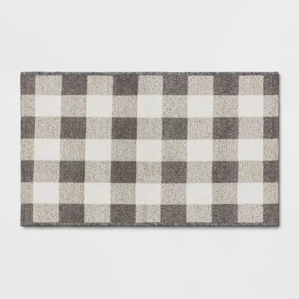 1'8"x2'10" Harvest Layering Buffalo Plaid Tapestry Doormat Gray - Threshold™... | Target