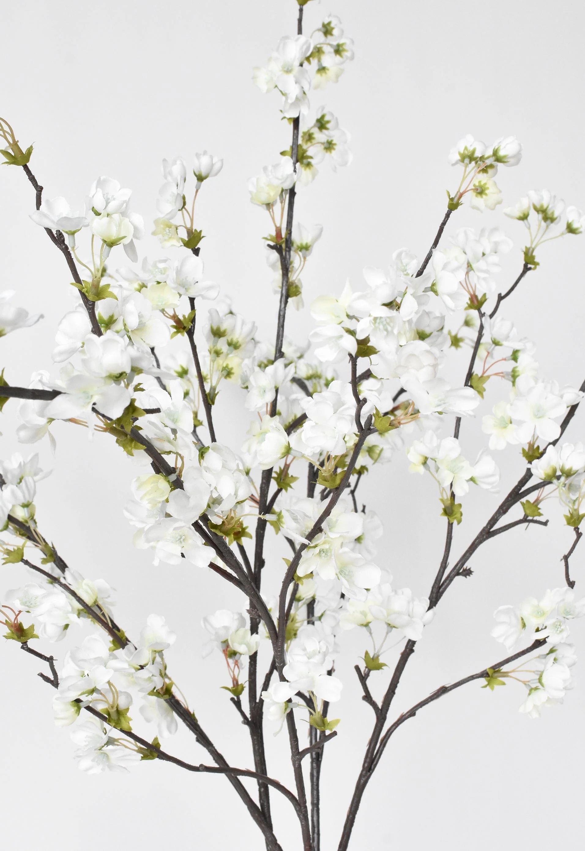 36" Faux Quince Blossom Cream / White Stem Flowering Branch | HouseFloral