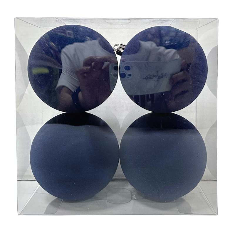 4-Count Blue Flocked Ornaments, 3.9" | At Home