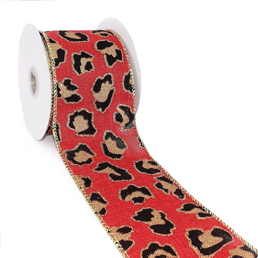 Amazon.com : CT CRAFT LLC Faux Jute Leopard Printed Wired Ribbon for Home Decor, Gift Wrapping, D... | Amazon (US)