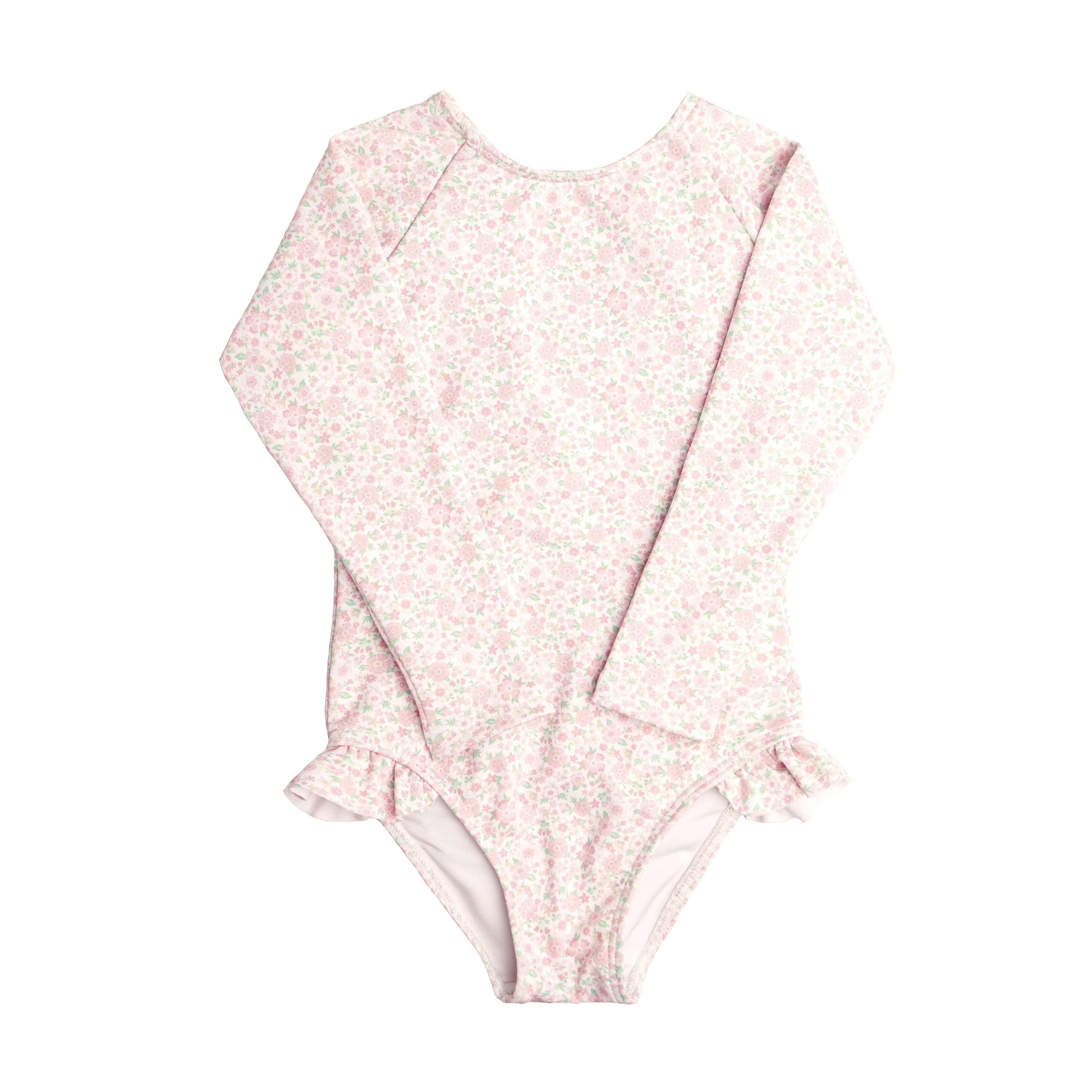 girls antique floral rashguard one piece | minnow