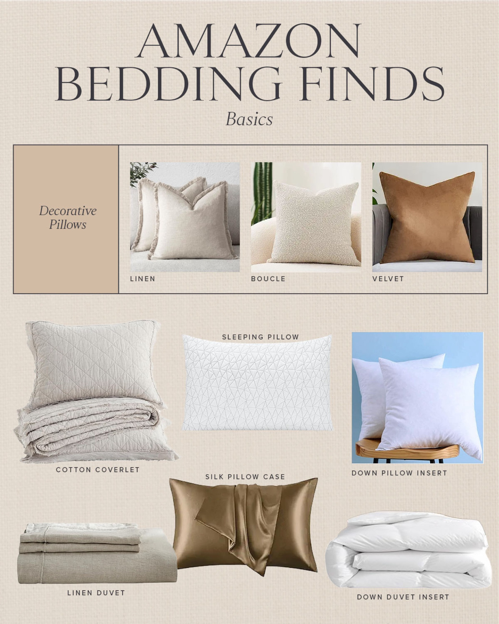 BEDDING  \ Amazon bedding basics finds! Pillows, duvets, quilts and more 🛏️

Home decor
Bedroom 

#LTKHome #LTKFindsUnder100