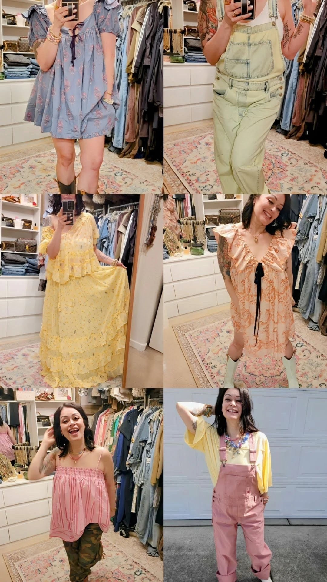 Sizing from top left..

Wear a size small in the short set
Medium in the lime colored overalls
Medium in the white tank
Medium in the yellow skirt set
Small in the printed dress
Small in the pink striped top
Size 28 in the barrel jeans
Small in the pink overalls 

#easteroutfit
#springoutfit
#summeroutfit

#LTKPetite #LTKStyleTip #LTKFestival