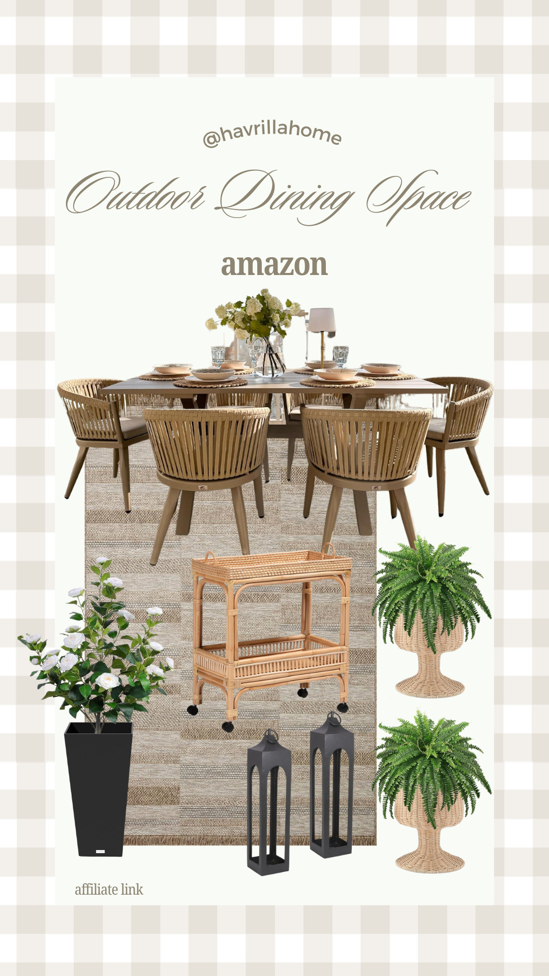 outdoor dining decor ideas, patio styling neutral, amazon patio furniture finds, woven outdoor dining chairs, neutral outdoor rug, rattan bar cart outdoor, black outdoor lanterns, faux outdoor plants, patio entertaining setup, outdoor tablescape ideas, organic modern patio decor, affordable backyard refresh, havrillahome patio, neutral backyard design inspiration 

 

#LTKSeasonal #LTKHome