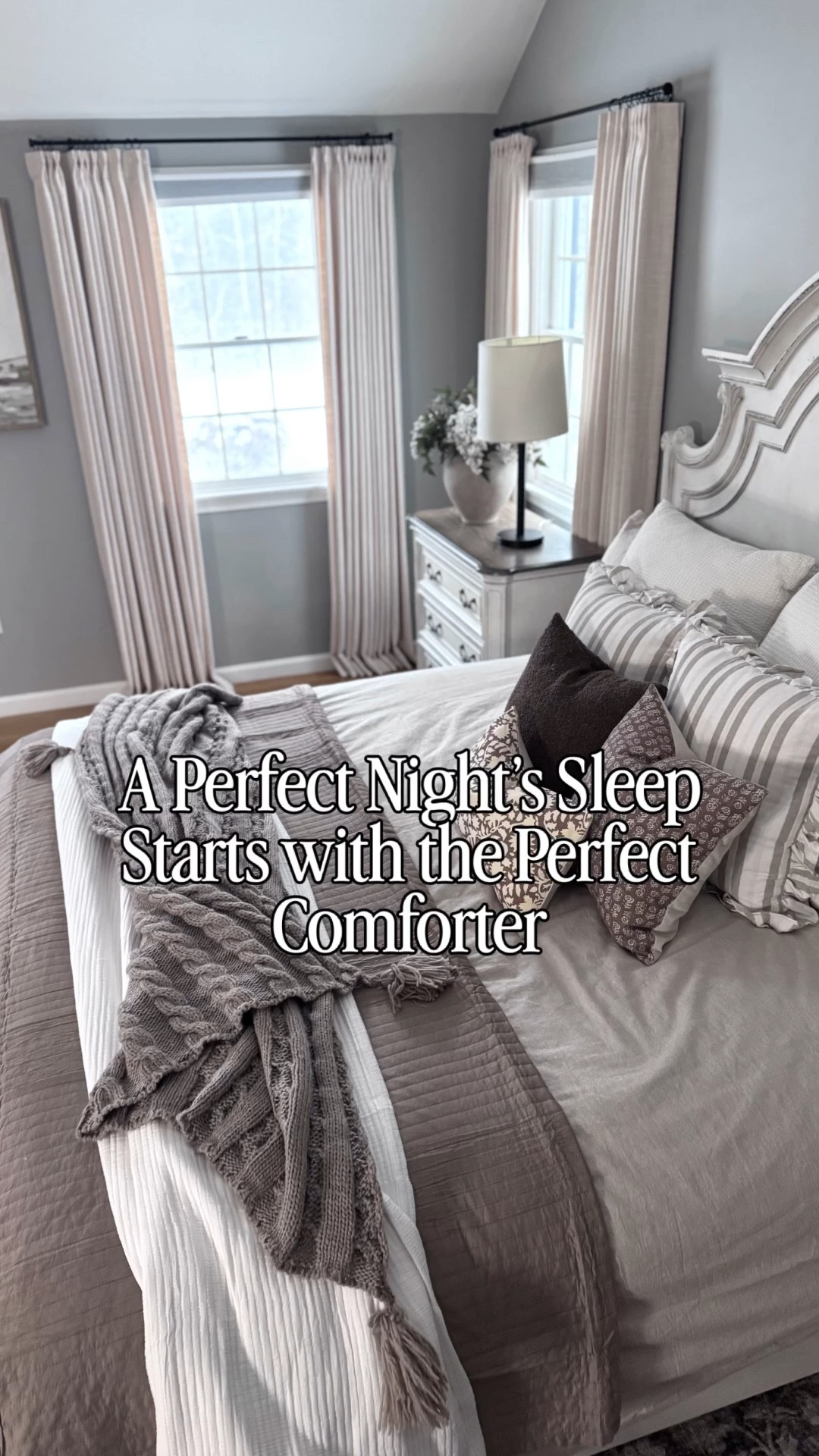 If you have a hard time falling or staying asleep, the solution might be easier than you think. This plush, breathable comforter regulates to your body’s temperature. So, if you sleep hot like me, but still want to be surrounded by a cloud of light, fluffy blankets in bed - this is the comforter for you! It’s All-Season, 100% organic cotton, and premium down-filled in quilted luxury. There’s a reason it has more than 5K reviews on Amazon with a near perfect 5-Star rating. I paired the California King comforter with a linen chambray duvet cover, a gauze cotton blanket and buttery soft bedspread for the perfect spring bedding refresh.  

#duvet #bedding #bedroom #homedecor #cozyhome 
