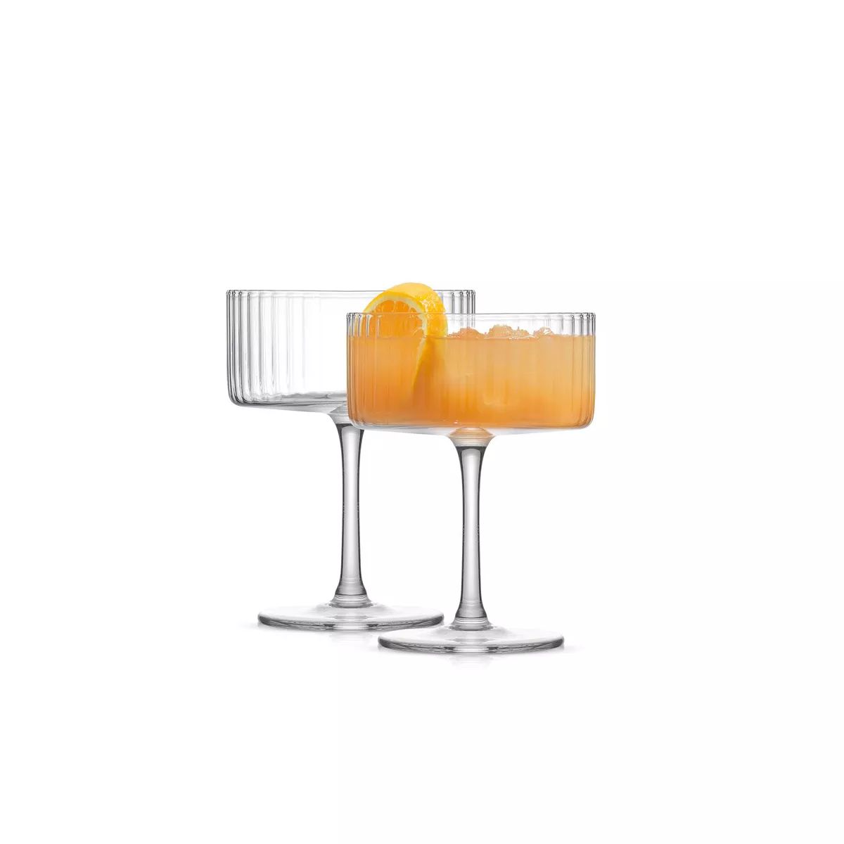 JoyJolt Elle Fluted Cylinder Martini Coupe Glass - 10 oz Ribbed Cocktail Glasses - Set of 2 | Target