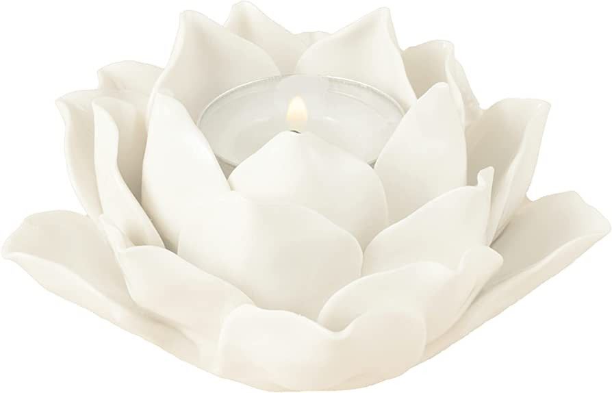 Handmade Ceramic Lotus Flower TeaLight Holder Candlesticks Holder Petals Style Lamp Candle for Ho... | Amazon (US)