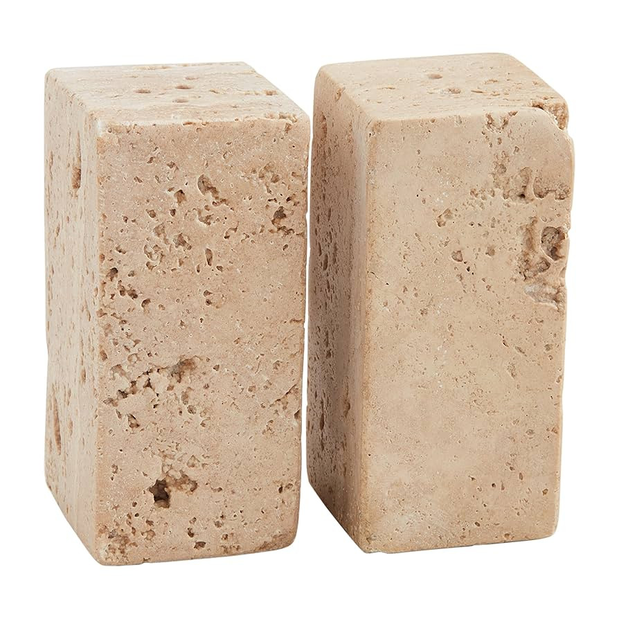 Mud Pie Travertine Salt and Pepper Set; 3 1/4" x 1 1/2" | Amazon (US)