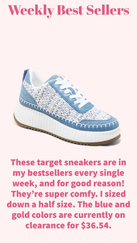 These target sneakers are in my bestsellers every single week, and for good reason! They’re super comfy. I sized down a half size. The blue and gold colors are currently on clearance for $36.54. 

#LTKplussize #LTKshoecrush #LTKsalealert