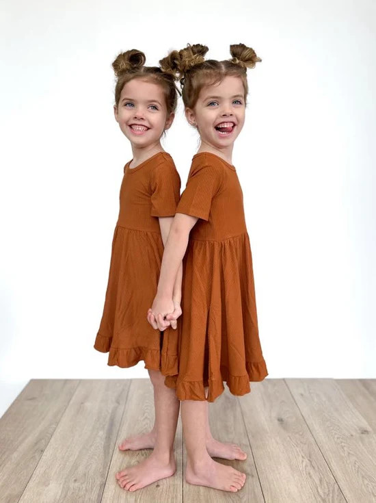 COPPER RIB DREAM RUFFLE DRESS | Dream Big Little Co.