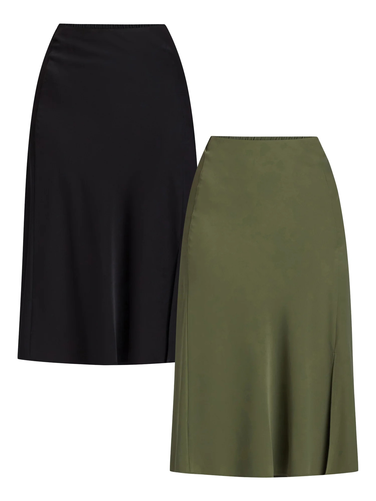 Time and Tru Women's Midi Slip Skirt, 2 Pack, Sizes XS-XXXL | Walmart (US)