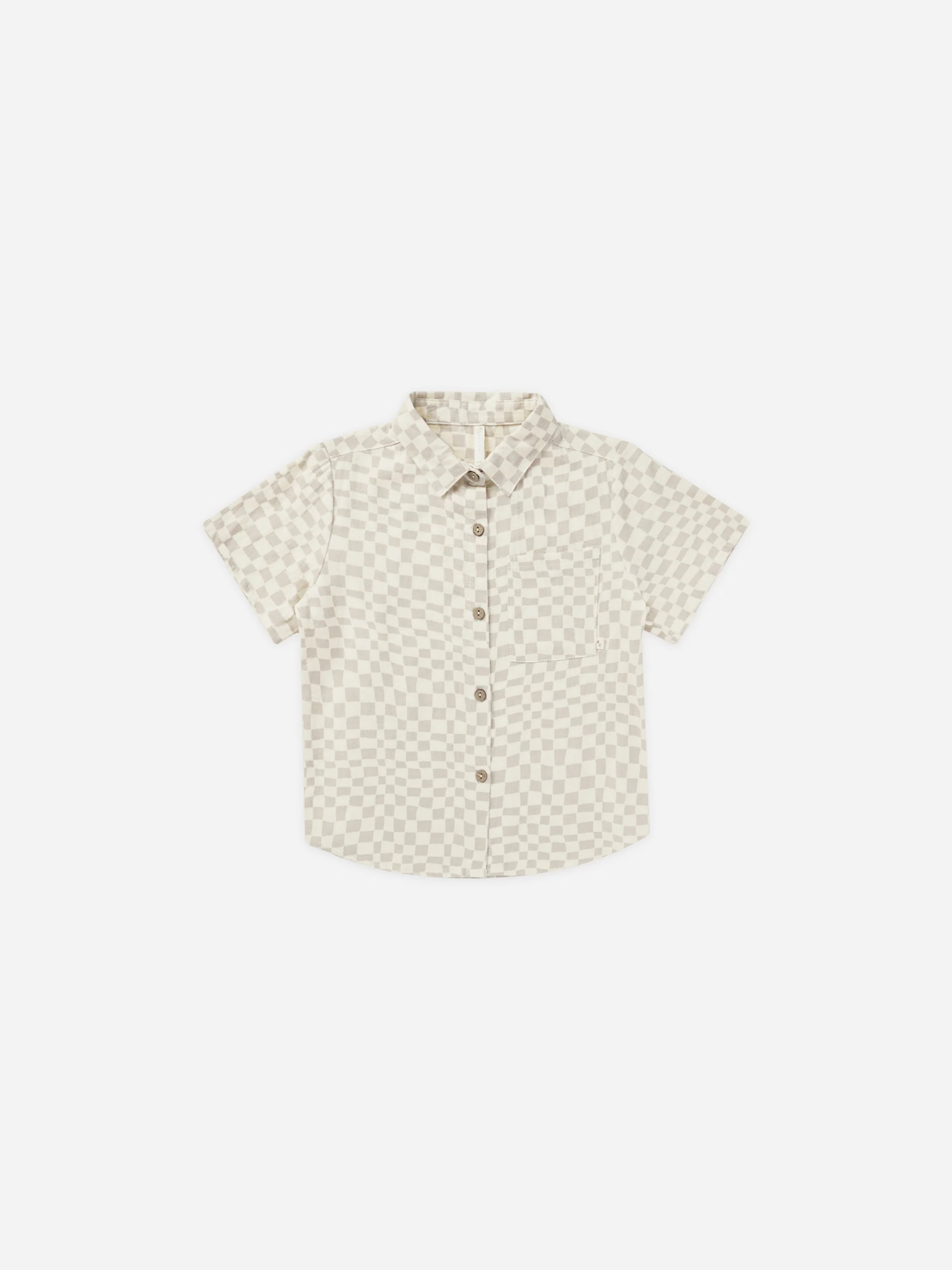 Collared Short Sleeve Shirt || Dove Check | Rylee + Cru