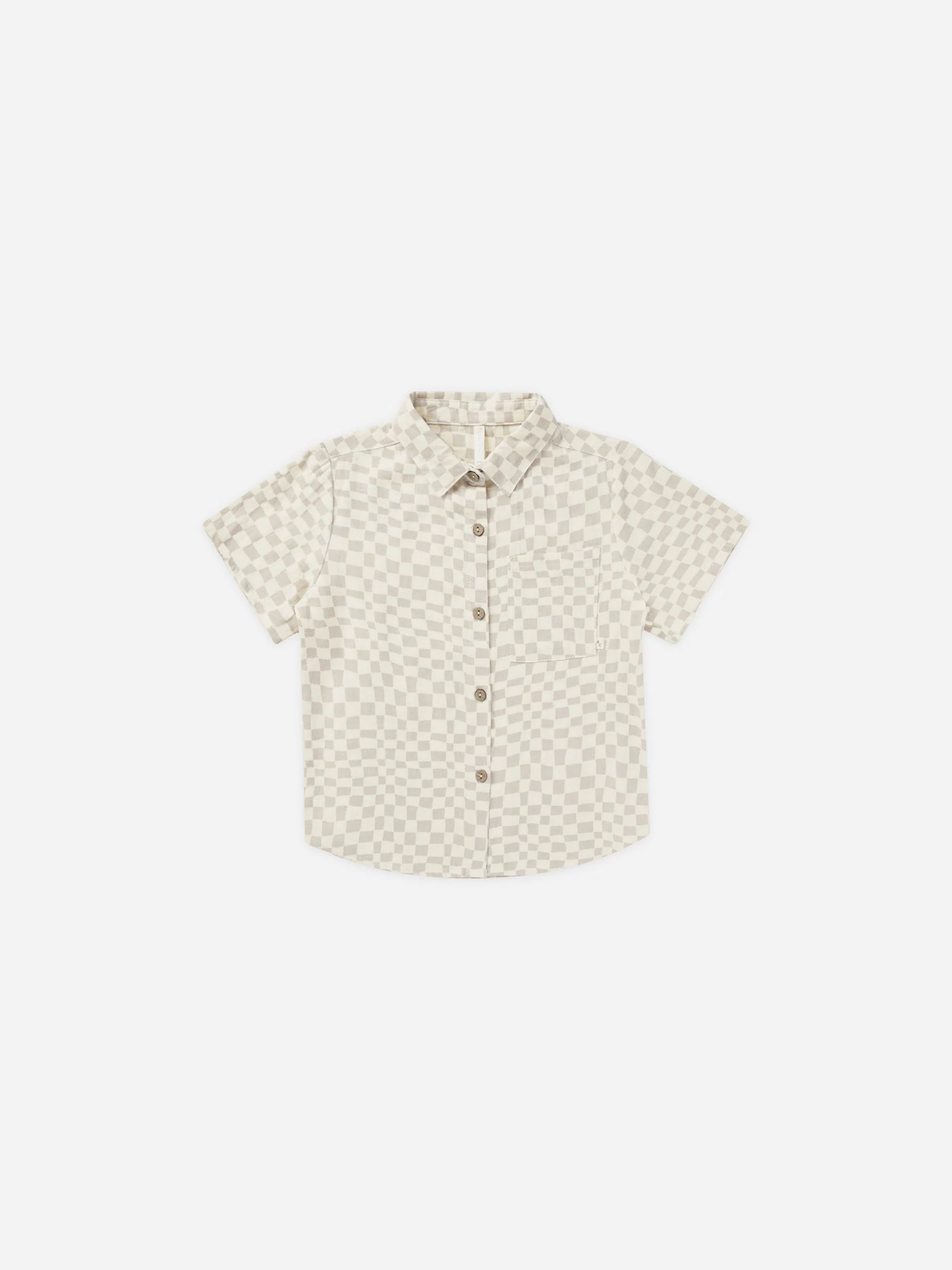 Collared Short Sleeve Shirt || Dove Check | Rylee + Cru