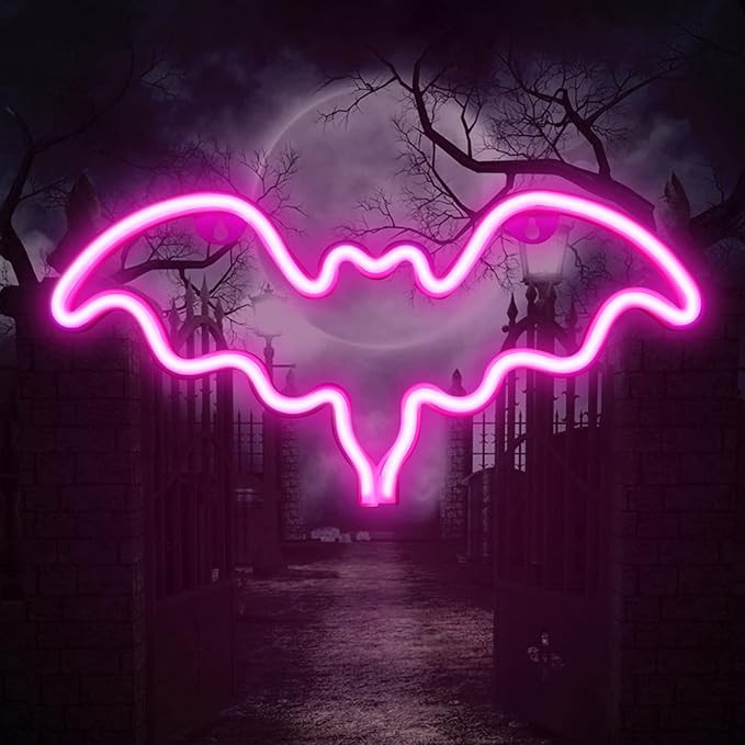 Neon Sign for Wall Decor,Bilrect LED Neon Lights for Bedroom Bat Shaped USB or Battery Powered, H... | Amazon (US)