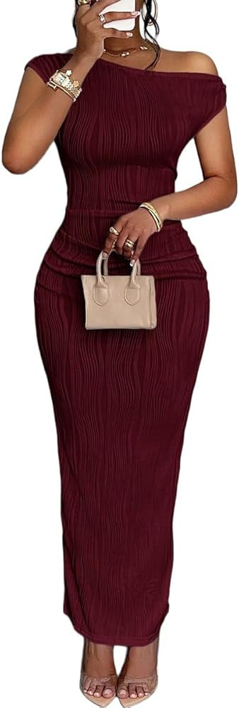 Narecte Summer Dresses for Women One Shoulder Bodycon Sexy Club Dress Elegant Formal Dresses Maxi... | Amazon (US)