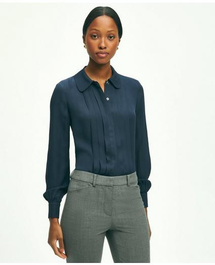 Silk Georgette Pleated Chiffon Blouse | Brooks Brothers