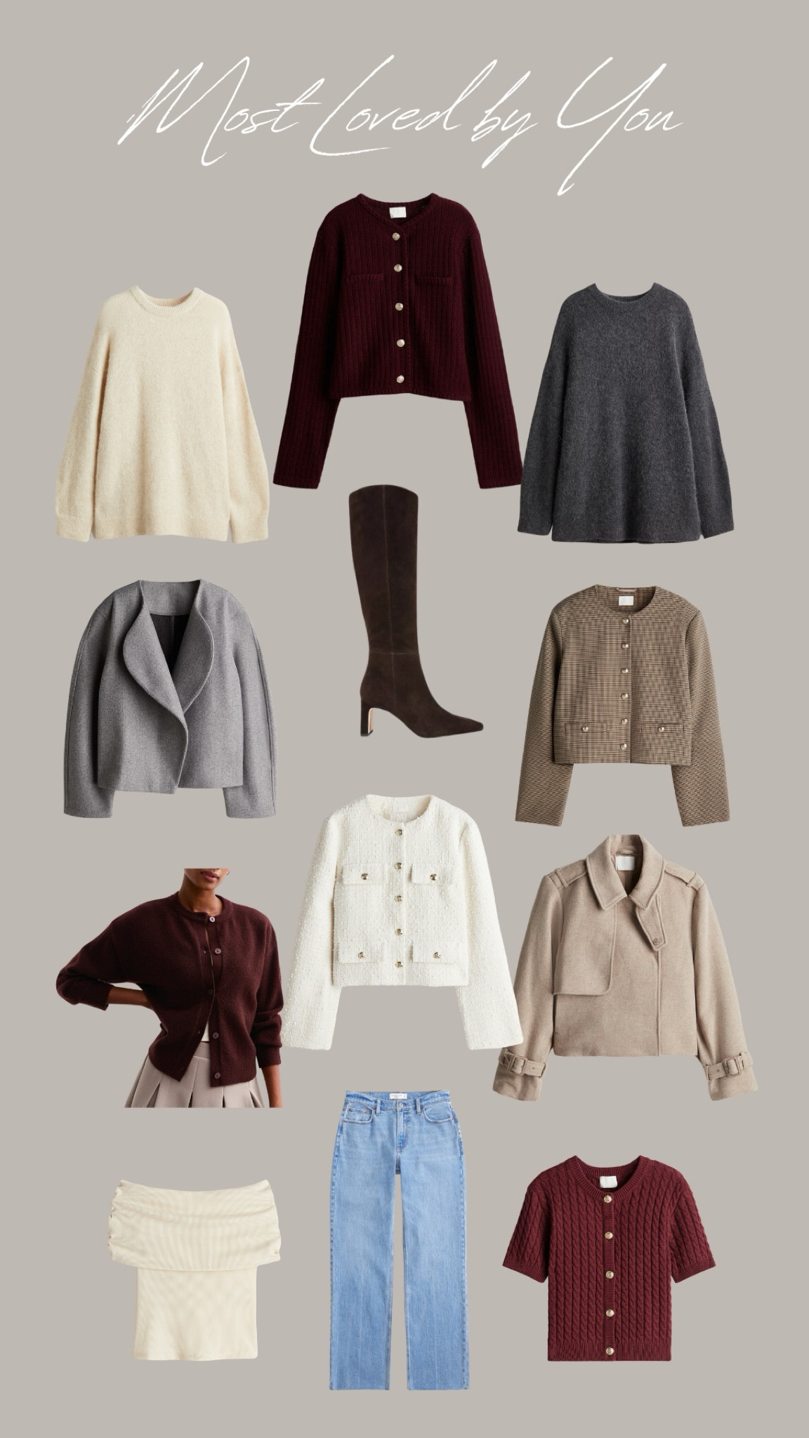 Most loved by you last week! 🤎 all Fall / Autumn goodness with cosy jackets, cherry red burgundy cardigans, collarless jackets and knitted jumpers

#FashionMonth #LTKautumn