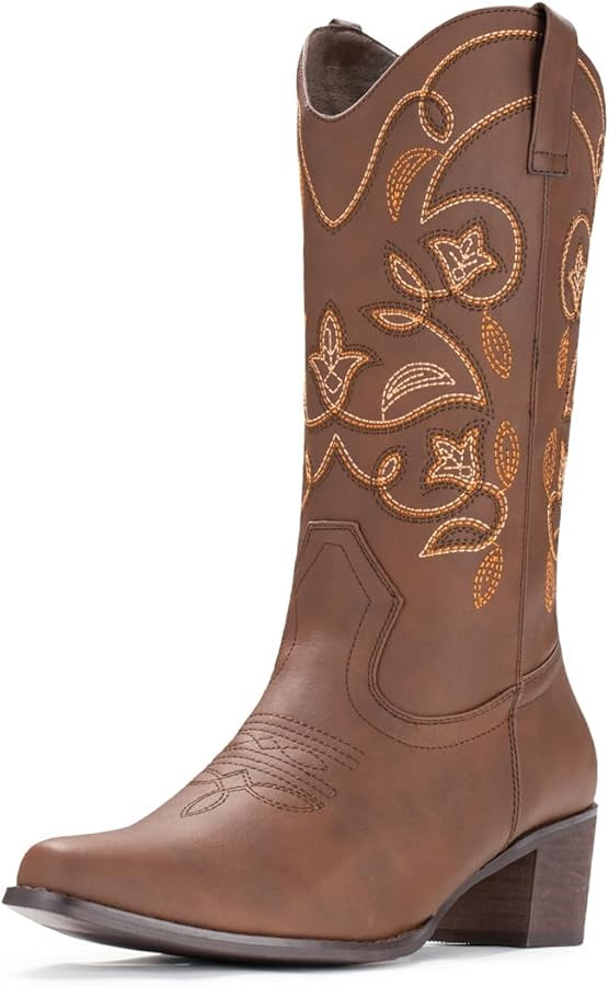 Cowboy Boots For Women Pointy Toe Women's Western Boots Cowgirl Boots Mid Knee Boots | Amazon (CA)