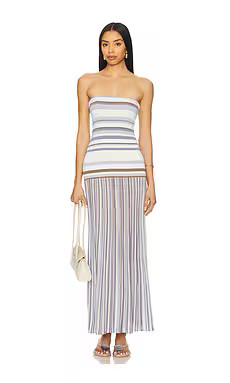 FAITHFULL THE BRAND Citara Strapless Dress in Pale Blue Stripe from Revolve.com | Revolve Clothing (Global)