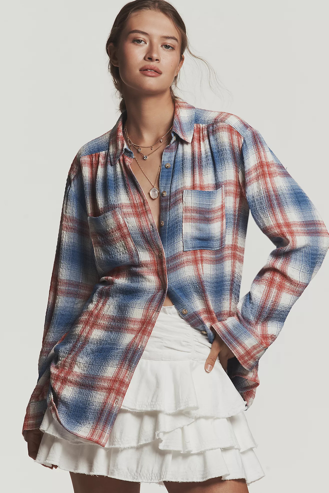 The Hadley Relaxed Plaid Buttondown Shirt by Pilcro​ | Anthropologie (US)