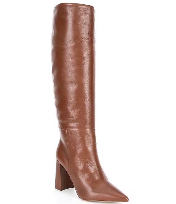 Handles Pointed Toe Leather Block Heel Boots | Dillards