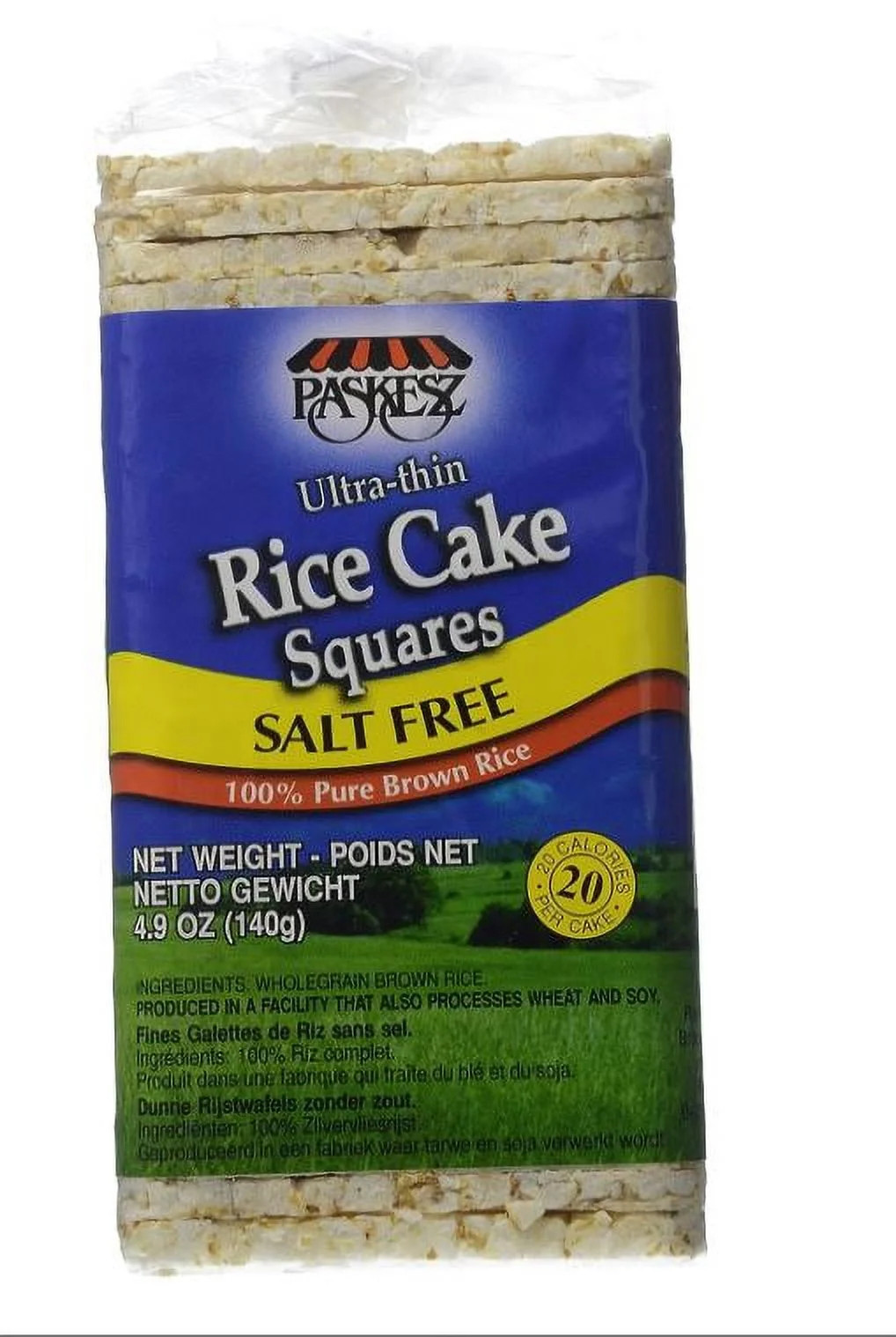 Paskesz Ultra-Thin Rice Cake Squares Plain, 4.9oz | Walmart (US)