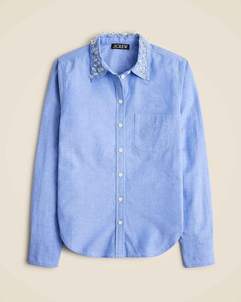 Collection shrunken button-up shirt in embellished brushed cotton oxford | J. Crew US