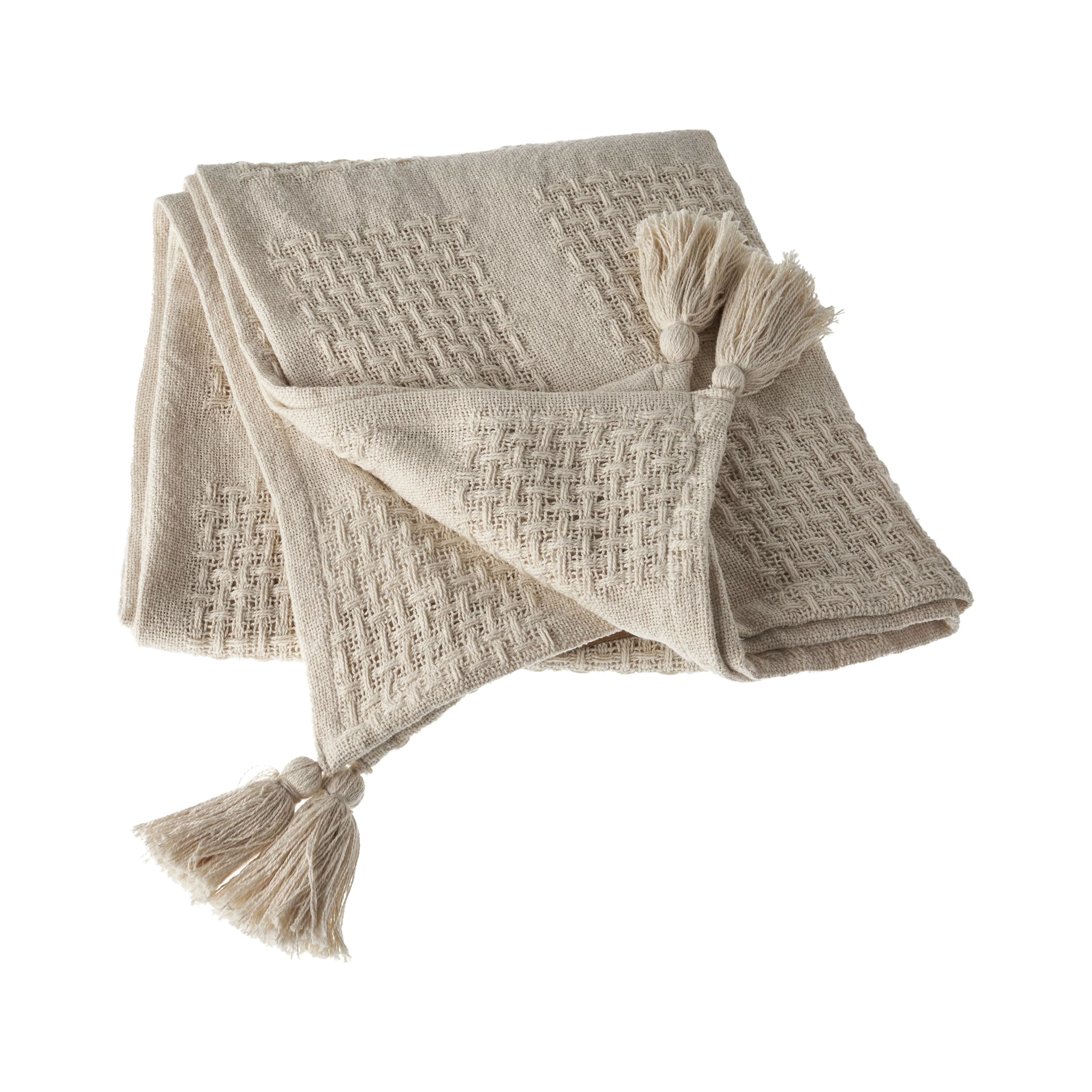 Birch Barbery Harbor Solid Organic Cotton Reversible Throw Blanket, Beige, 50" x 60" | Walmart (US)
