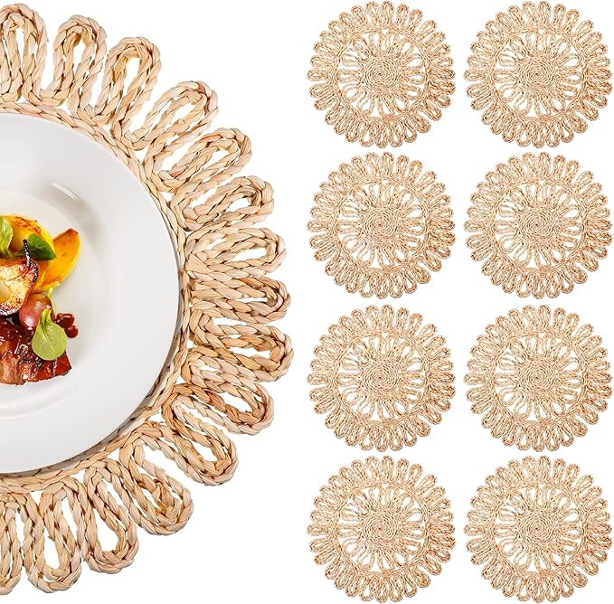 Hoolerry Set of 8 Round Boho Wall Basket Decorative Boho Wall Art Farmhouse Wall Hanging Baskets ... | Amazon (US)