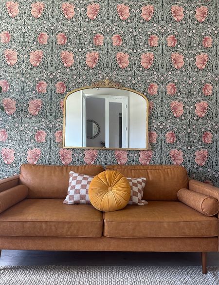 My favorite part of my new office is this wall!! The wall paper is so cute and the couch and pillow just pull the whole aesthetic into place  

#LTKhome #LTKU #LTKFind