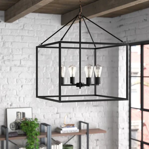 Teague 4 - Light Dimmable Lantern Square / Rectangle Chandelier | Wayfair North America