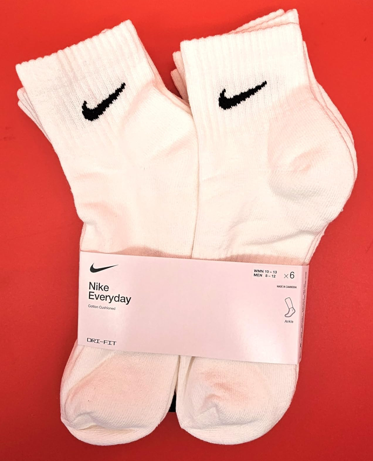 Nike Men's Bag Cotton Quarter Cut Socks (6 Pack) (Large (shoe size 8-12), White) | Amazon (US)
