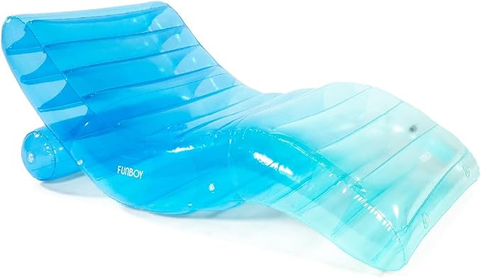 FUNBOY Giant Inflatable Luxury Tri-Color Blue Chaise Lounger, Chair Pool Float for Adults, Transp... | Amazon (US)