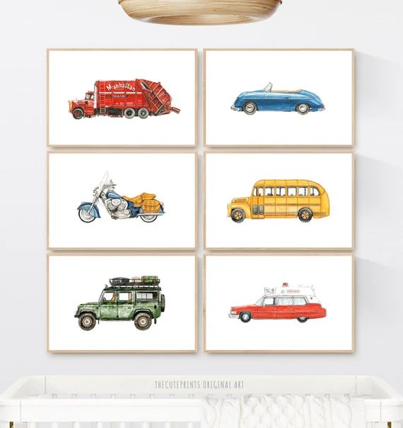Transportation Nursery Prints Classic Car Printable Wall Art | Etsy | Etsy (US)