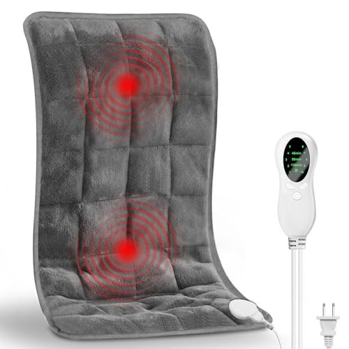Weighted Heating Pad for Back Pain Relief, 3Lbs Weighted Heating Pads with Massage,Portable Electric Heating Pad,10 Heat Levels,Moist Heat Therapy (12'‘×24’’ Grey) | Amazon (US)