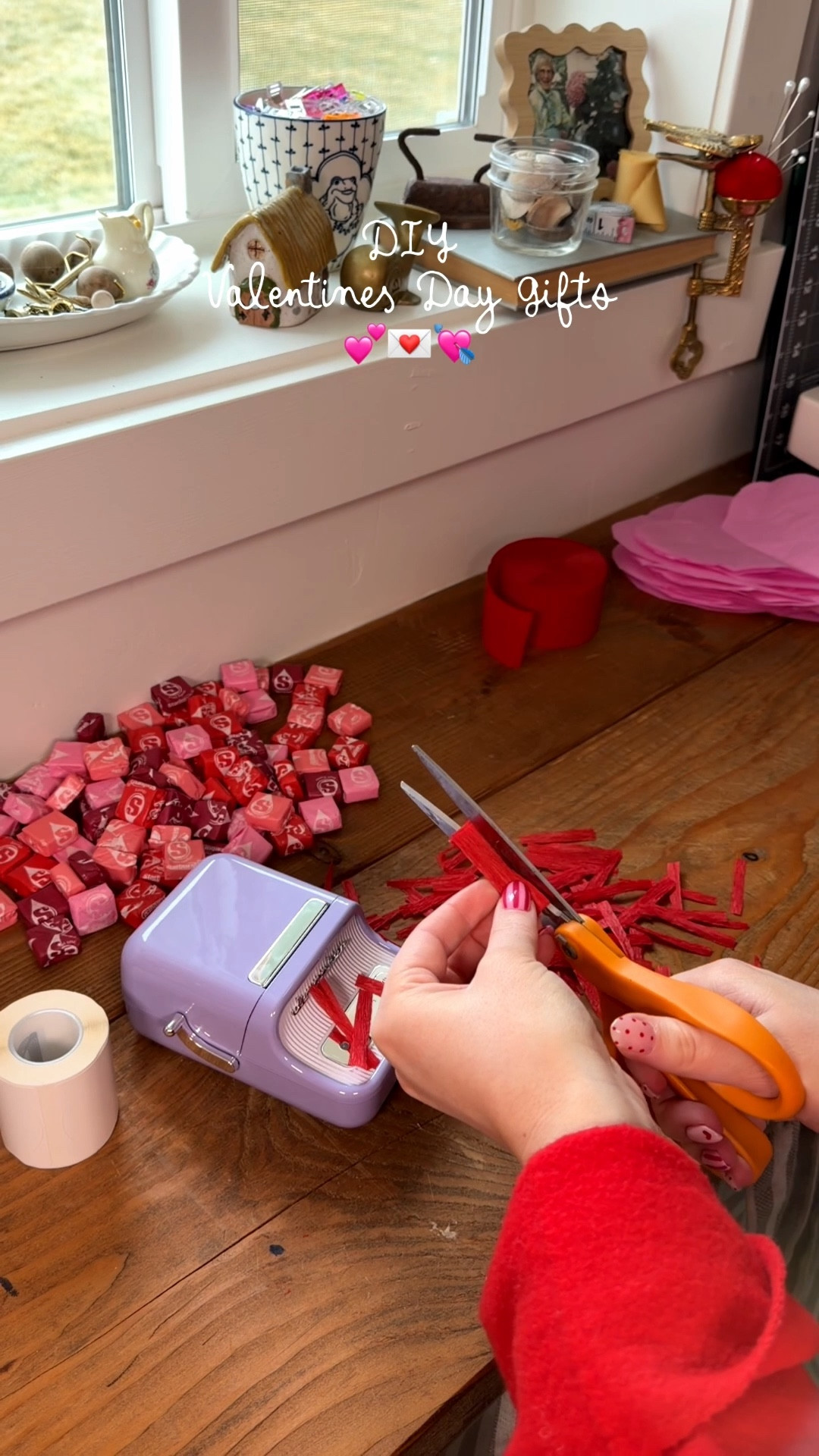 Easy diy valentines! Cut 4 sheets of tissue paper (2 sheets per side so it holds strong) into a heart. I use the fold in half method & then use my first heart as a template for the rest!
Sew or glue around the edges leaving a small opening to fit your candies & confetti!
Fill your hearts and sew or glue the hole shut!
I used my niimbot to print cute tags with Goldie's picture on them but you could write or stamp your kiddos name on them!

#LTKValentine #LTKKids #LTKmomlife