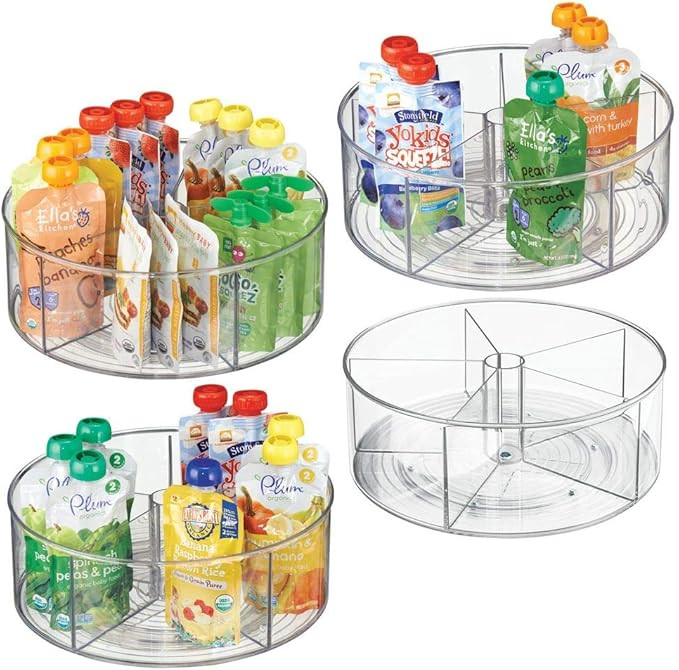 mDesign Divided Lazy Susan Turntable Storage Container for Kitchen Cabinet, Pantry, Refrigerator,... | Amazon (US)