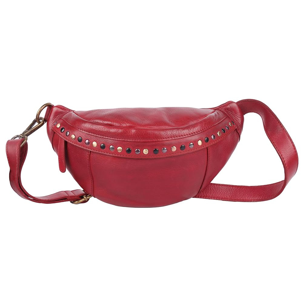 Genuine Italian Leather Boho Studded Waist Bag – Stylish & Durable Unisex Travel Fanny Pack for... | Amazon (US)
