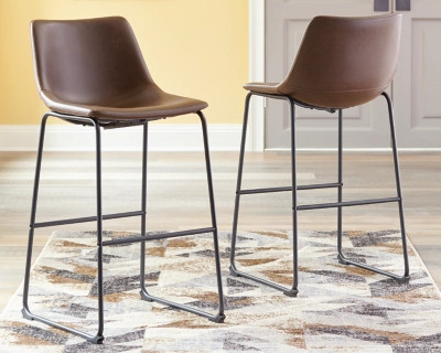 Centiar Pub Height Bucket Seat Bar Stool Leather, Brown | Ashley